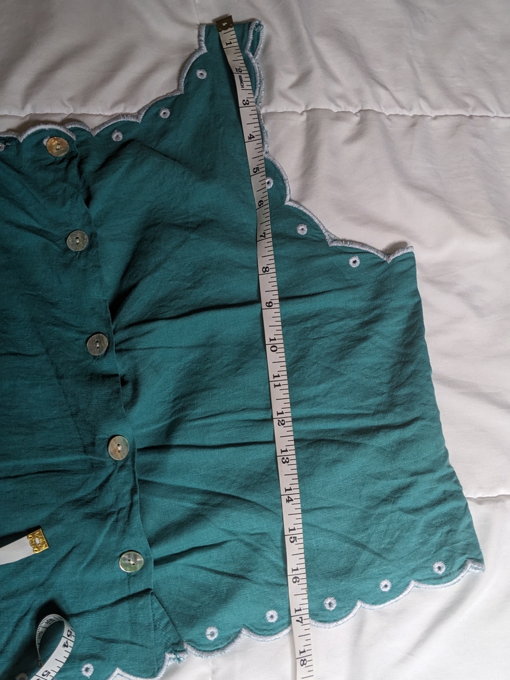 Christian Siriano Teal Embroidered Scallop-Cut Camisole - Picture 8 of 8